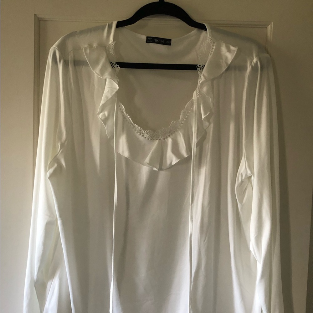 White Blouse w/ Ruffle neckline